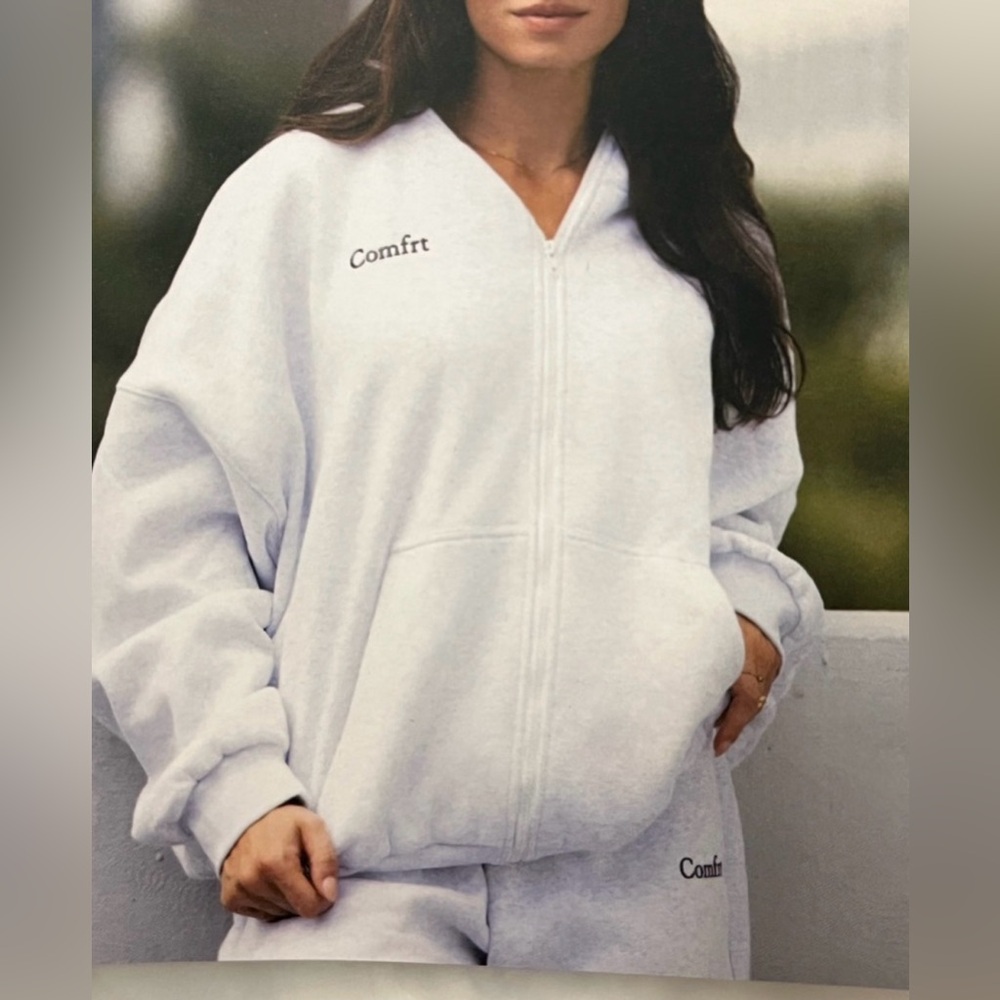 Comfrt Cloud Zip Up Hoodie In Light Gray Size 2XL